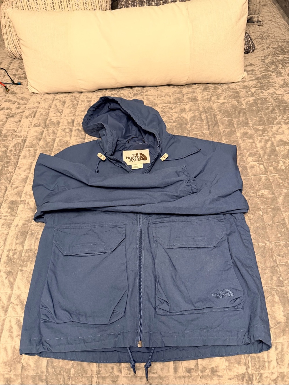 The North Face Men's Blue Hooded Windbreaker Jacket